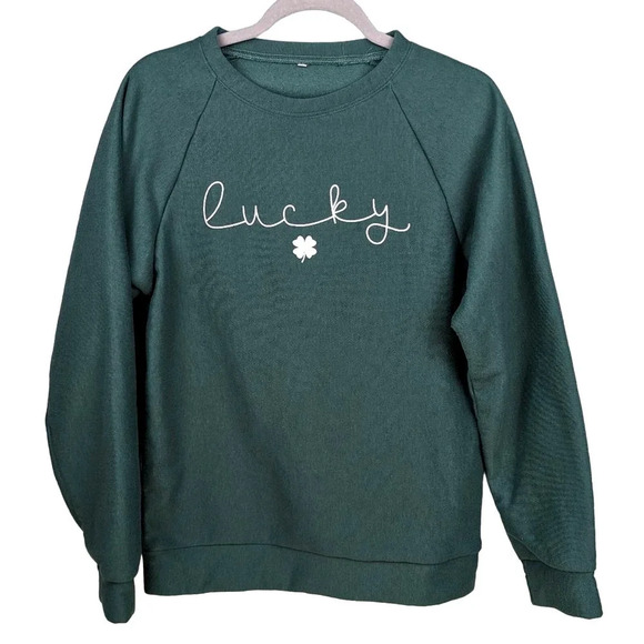 Green Lucky Sweatshirt size Small - Picture 1 of 8